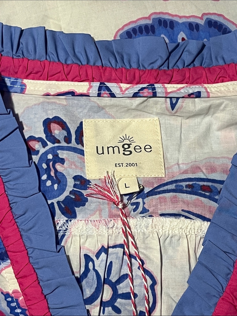 NWT Umgee Floral Ruffle Blouse Large - Picture 2 of 13